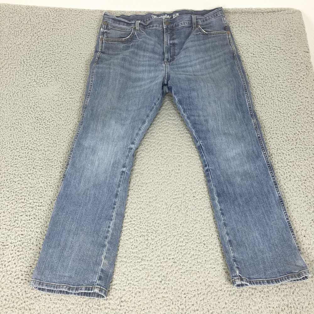 Wrangler Retro Slim Boot Jeans Mens 38x30 Blue Stretch Denim Bootcut Western